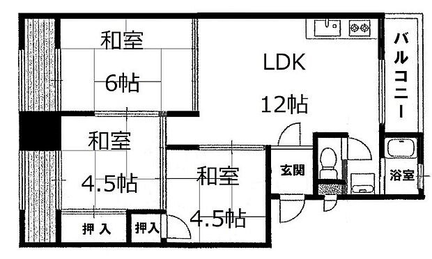 コーポ潮江(2LDK) 3階の内観
