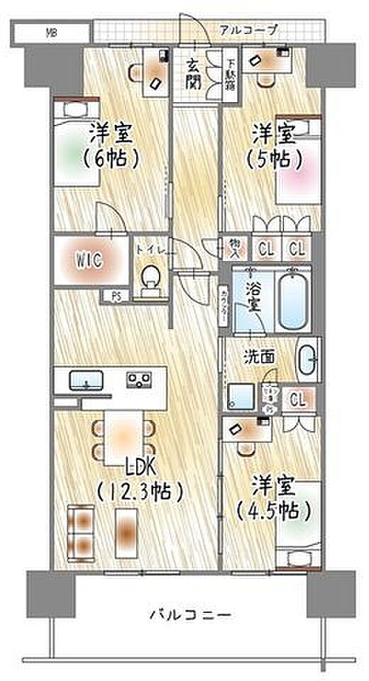 プレサンスロジェ此花シティ(3LDK) 4階の内観