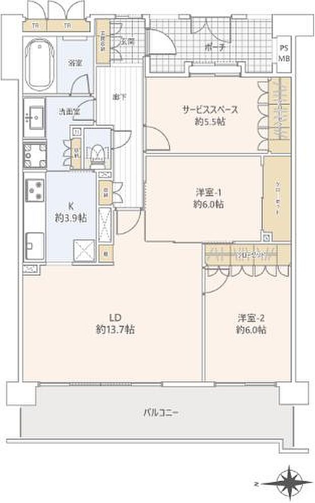 クリオ新宿戸山壱番館(2SLDK) 6階/604の間取り図