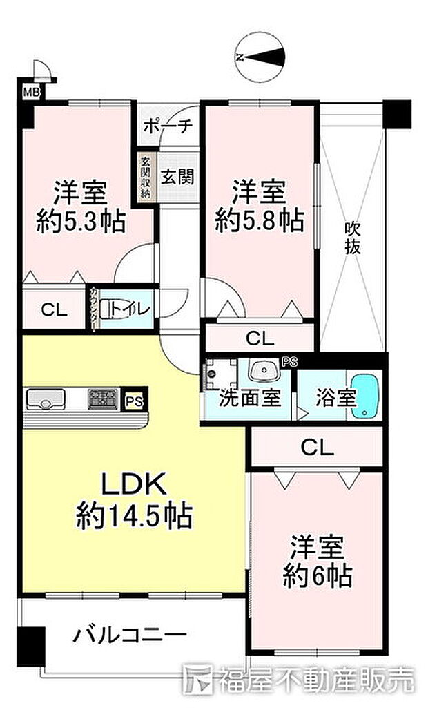 セントフローレンスパレス西京極(3LDK) 4階の間取り図