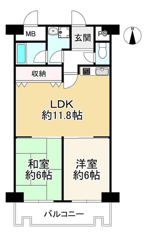 嵯峨ハイツ(2LDK) 6階の内観