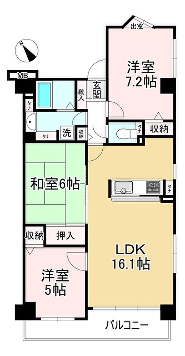 桂グリーンマンション(3LDK) 6階の間取り図