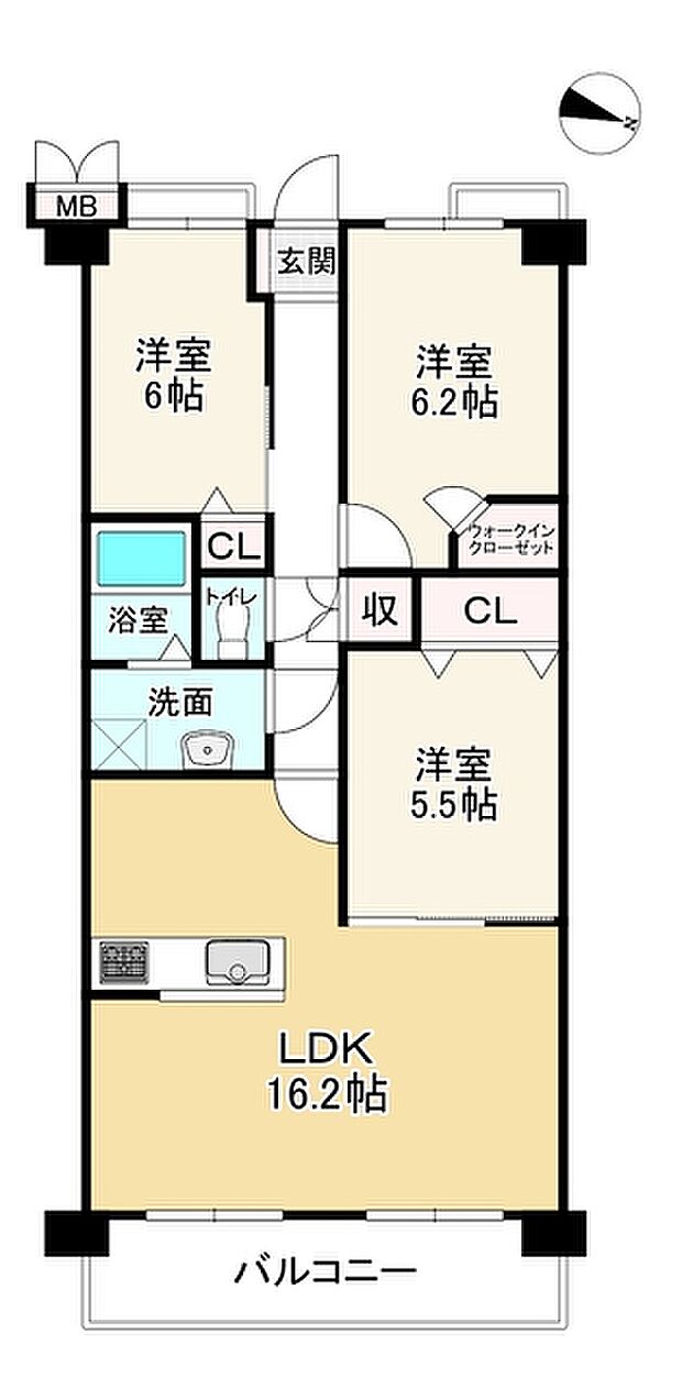 ステイツ桂洛西(3LDK) 2階の間取り図