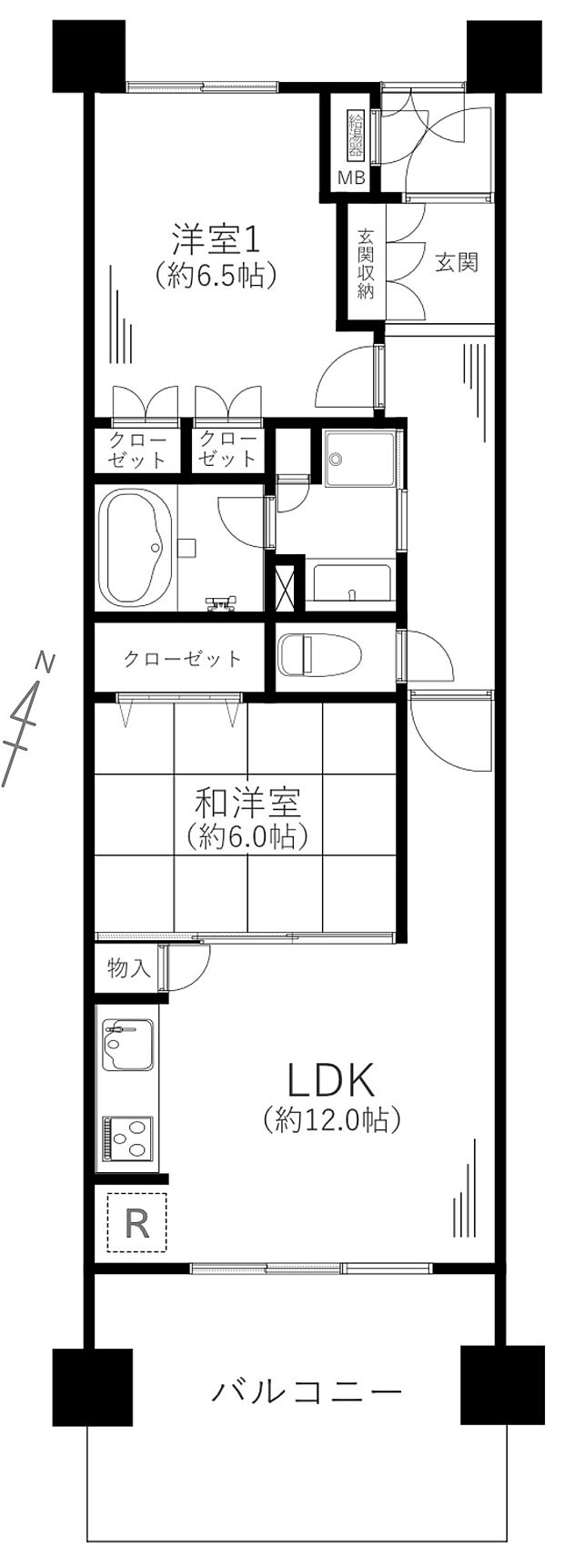 グレーシアガーデン溝の口(2LDK) 2階の間取り図