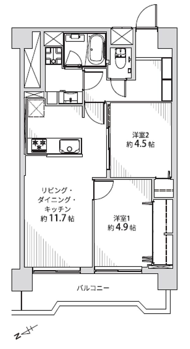 サニーコーポ三鷹(2LDK) 3階の間取り図