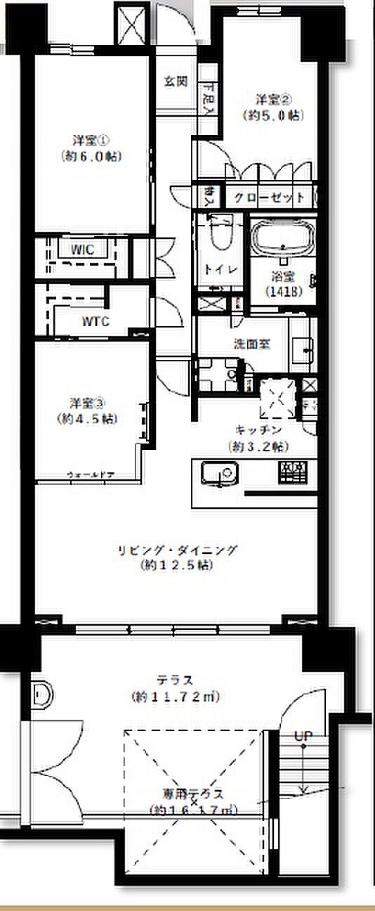 ザ・パークハウス武蔵野境南町(3LDK) B1階の間取り図