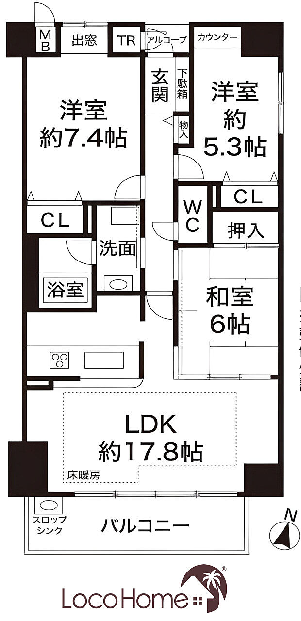 ディアエスタミオ舞子(3LDK) 6階の間取り図