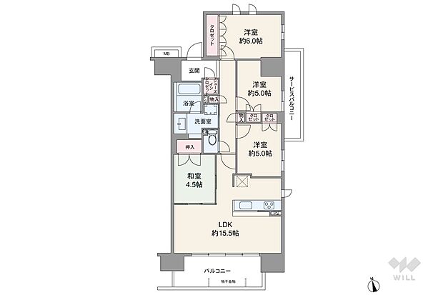 ファインシティ王子神谷リバーアンドフォレスト(4LDK) 8階の間取り図