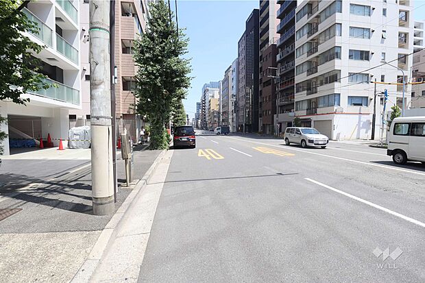 敷地東側の前面道路歩道も広く、整備された前面道路になっています。