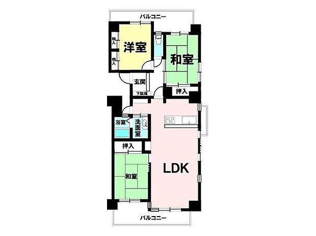 ナビハイツ六軒マンション(3LDK) 3階の間取り図