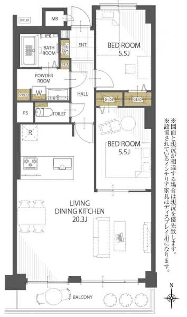 サンライフ根岸(2LDK) 3階の間取り図