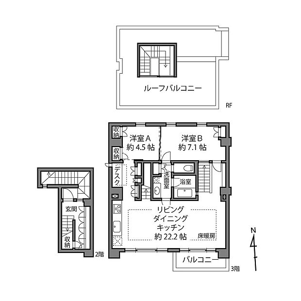 comazawa apartments(2LDK) 3階の間取り図