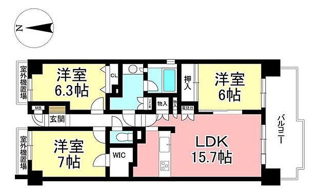 香久山パークスクエアＮ棟(3LDK) 9階の内観