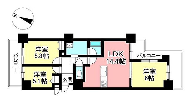 一社台スカイマンション(3LDK) 2階の内観