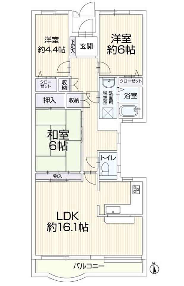 東戸塚アーバンコンフォート壱番館(3LDK) 1階/105の間取り図