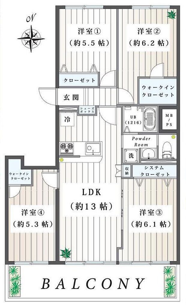 県ドリームハイツ20号棟(4LDK) 7階/704の間取り図