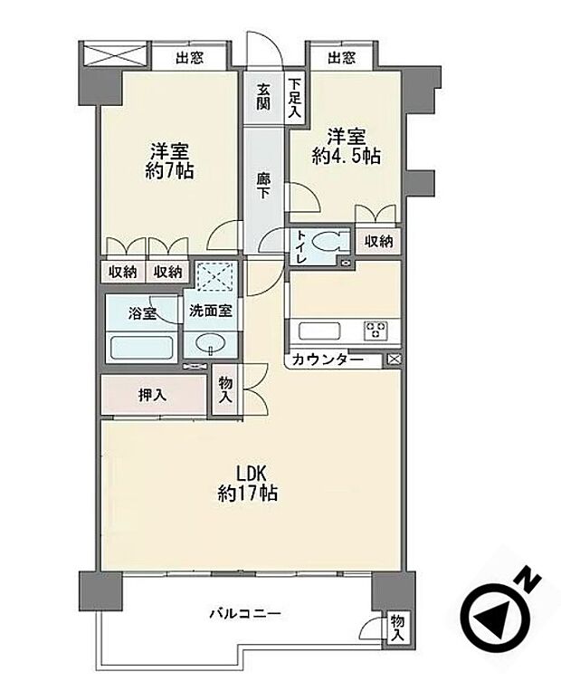 クリオ新横浜弐番館(2LDK) 2階/207の間取り図