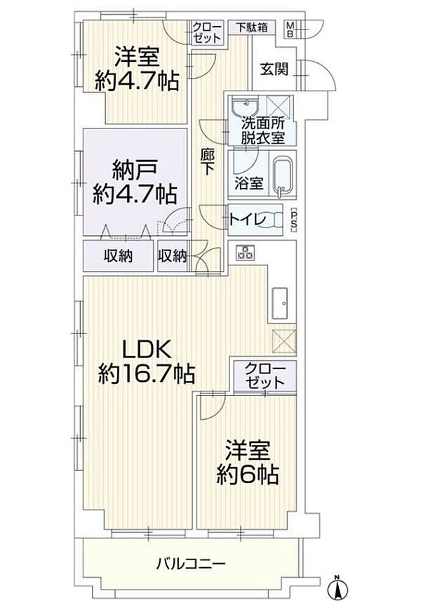 エンゼルハイム獅子ケ谷(2SLDK) 4階/401の間取り図