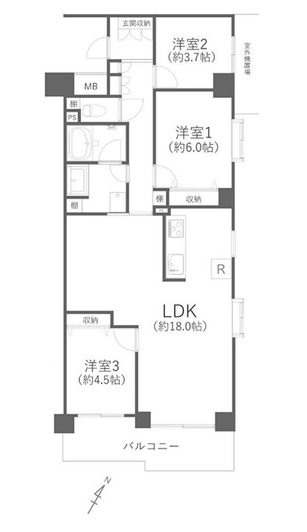 シティクレスト東戸塚(3LDK) 5階/512の間取り図