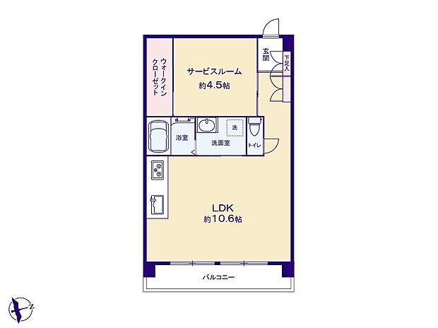 日興マンション(1LDK) 2階/207の間取り図