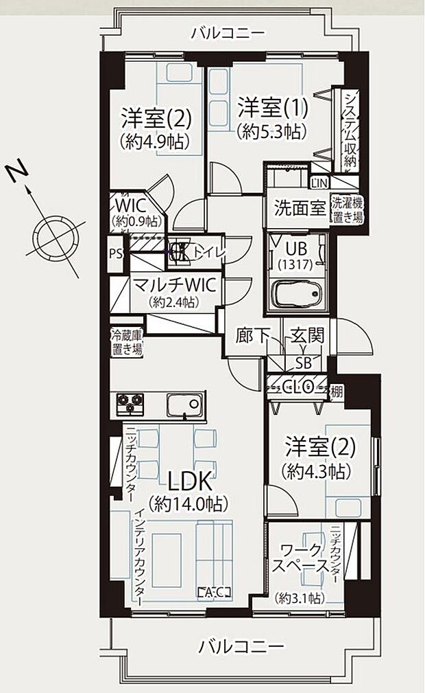 アークガーデンひびきの街四番館(3LDK) 8階/809の間取り図