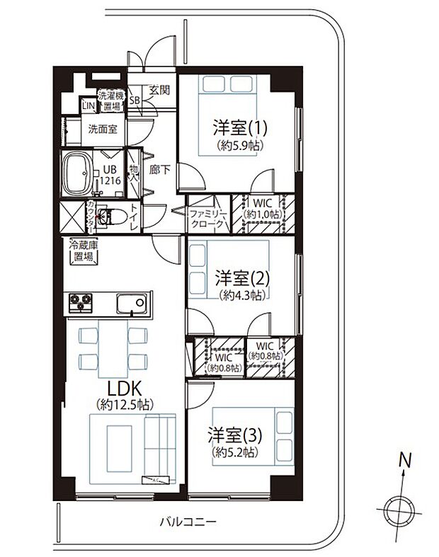 川崎セントラルコーポ(3LDK) 5階/501の間取り図