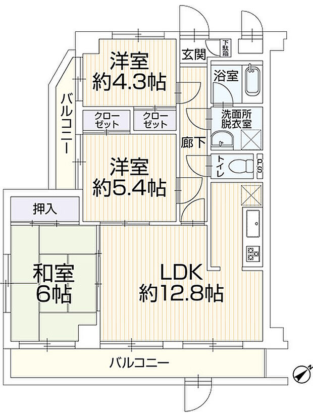 マイキャッスル鷺沼(3LDK) 1階/101の間取り図