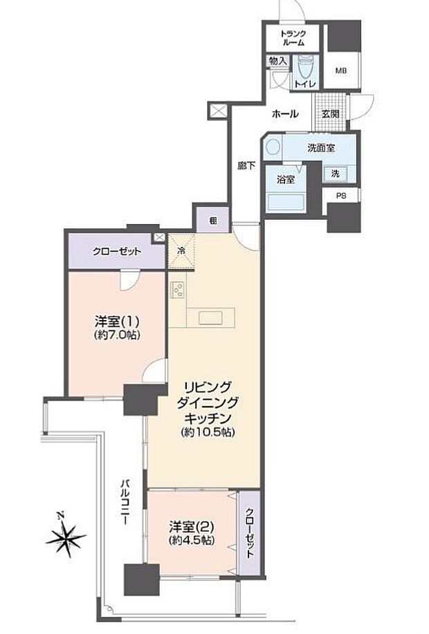 ヨコハマポートサイドロア壱番館(2LDK) 23階/2309の間取り図