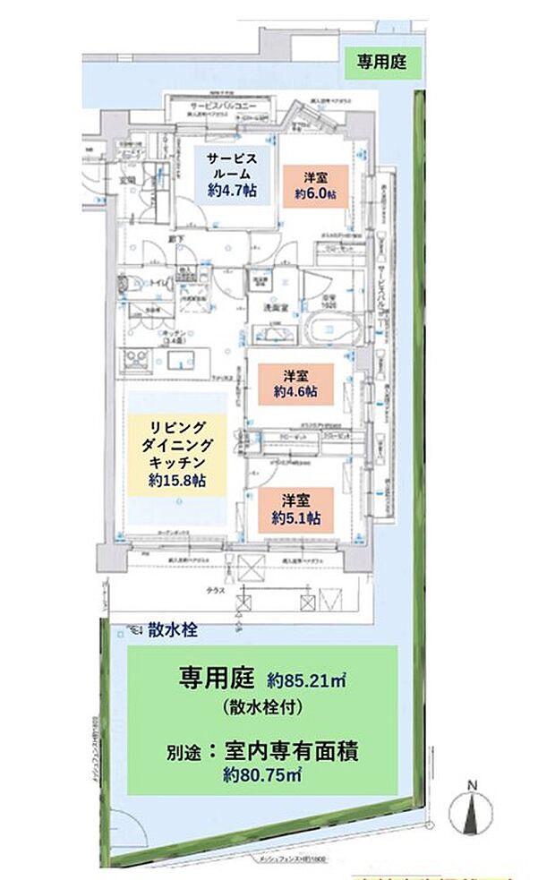 ミオカステーロ新川崎(3LDK) 1階/100の間取り図