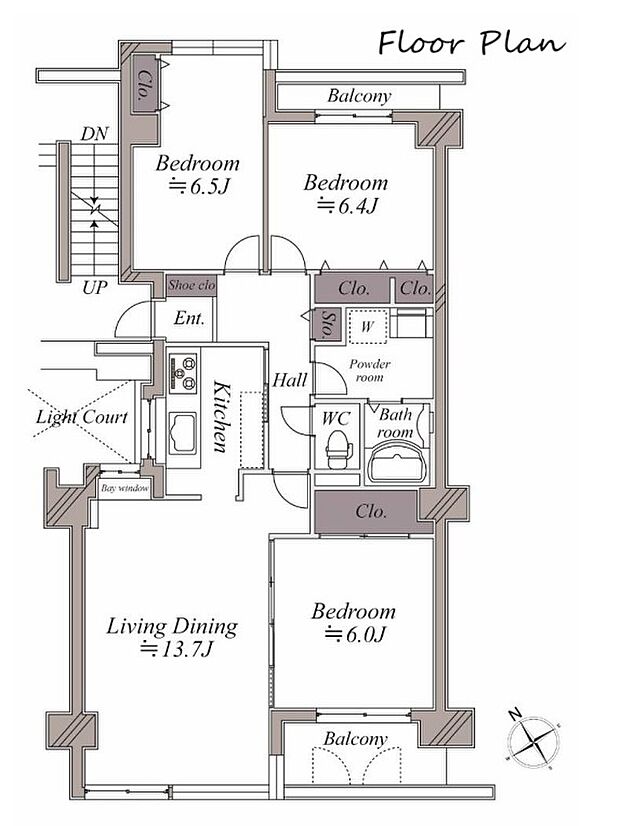 日吉ロイヤルマンション(3LDK) 8階/819の間取り図