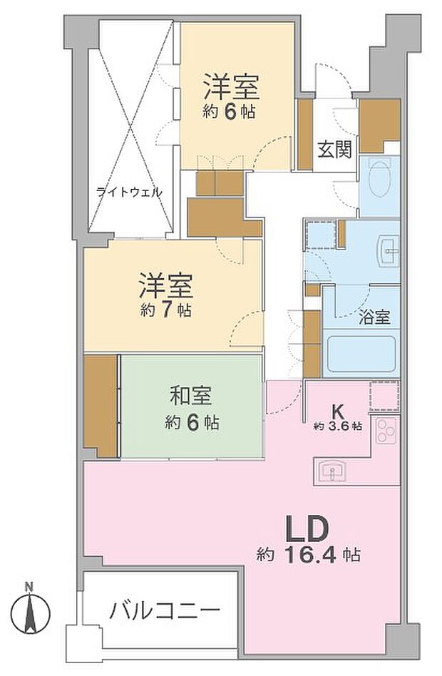グランスイート横濱山手(3LDK) 7階/711の間取り図