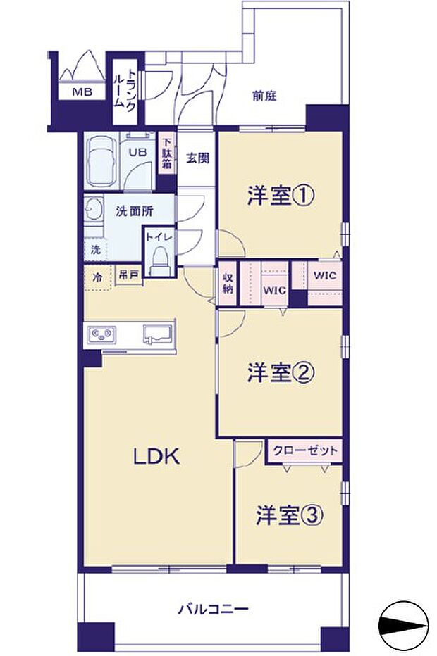 レイディアントシティ横濱カルティエ4(3LDK) 7階/719の間取り図
