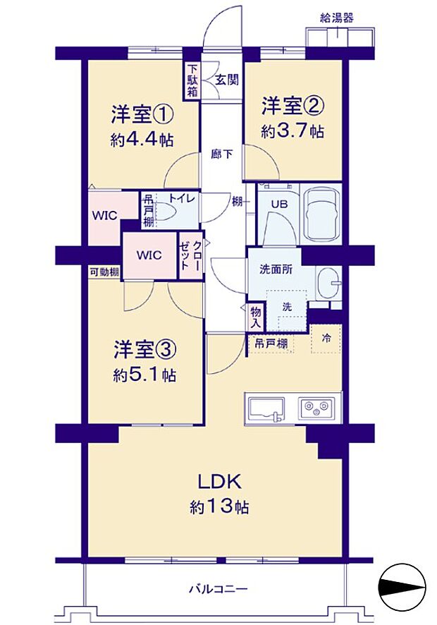 クリオ藤沢伍番館(3LDK) 3階/319の間取り図