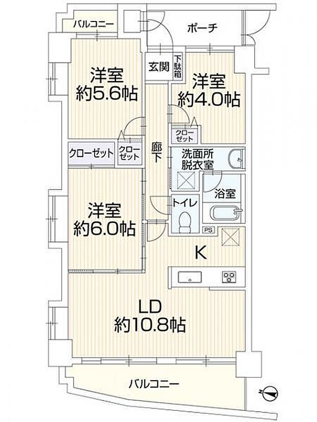 ナイスアーバン新川崎ステイツ(3LDK) 2階/201の間取り図