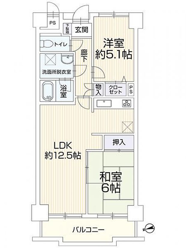 コーラル東戸塚(2LDK) 4階/403の間取り図
