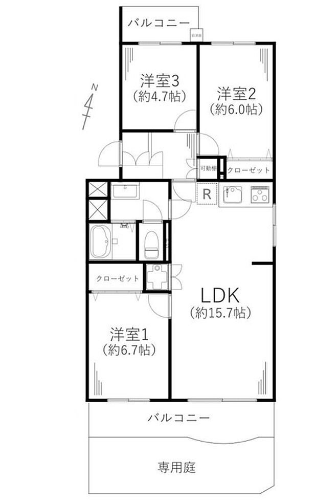 恒陽藤沢マンションＢ棟の間取り