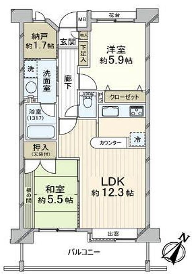 ルイシャトレ町田ヒルズ(2LDK) 5階/506の間取り図