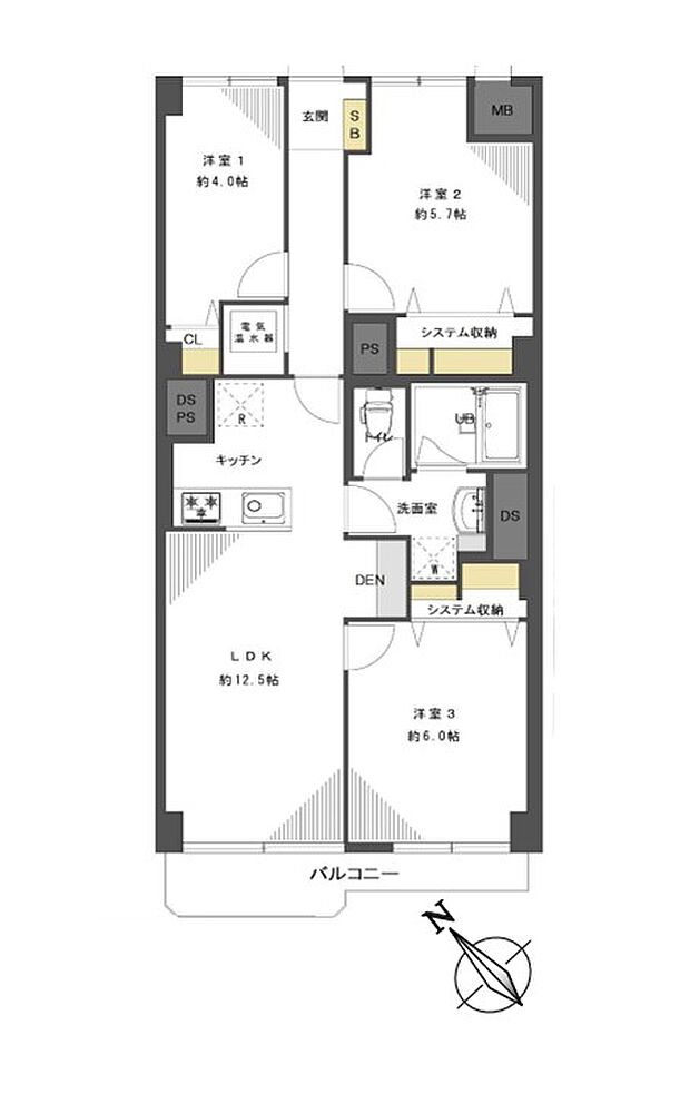 鵠沼パークハウス(3LDK) 3階/318の間取り図