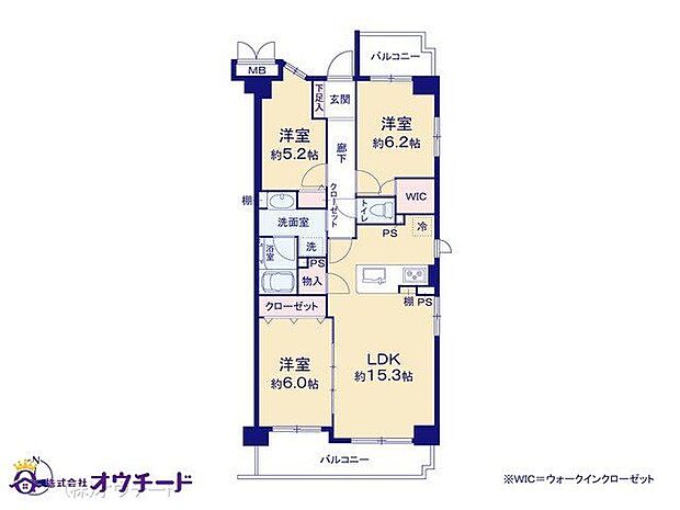 アステルコート浦和元町(3LDK) 5階の間取り図