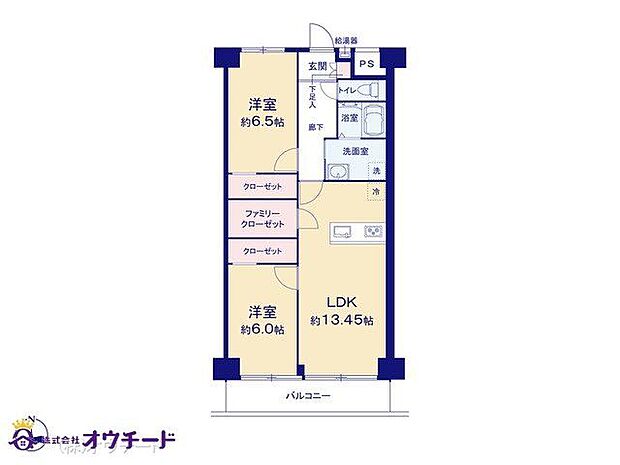 川口学園台スカイハイツ(2LDK) 1階の間取り図