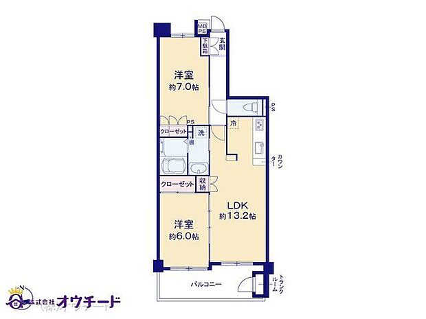 グランシティ武蔵浦和(2LDK) 5階の間取り図