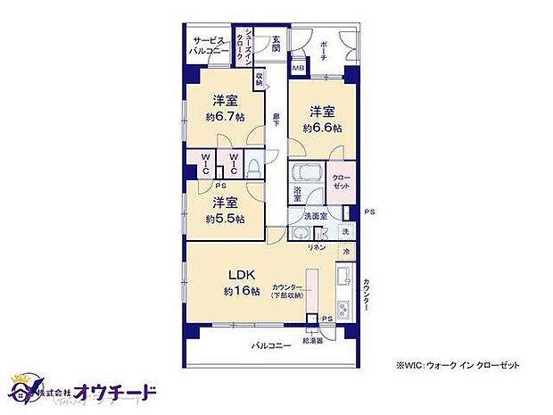 ランドステージ東川口パークサイド(3LDK) 4階の間取り図