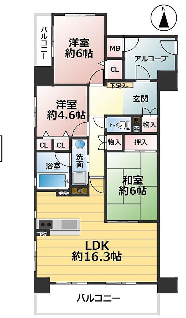 ファミール岐阜(3LDK) 12階の間取り図