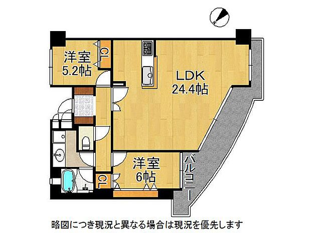 ロイヤル夙川ザ・レジデンス　中古マンション(2LDK) 2階の間取り図