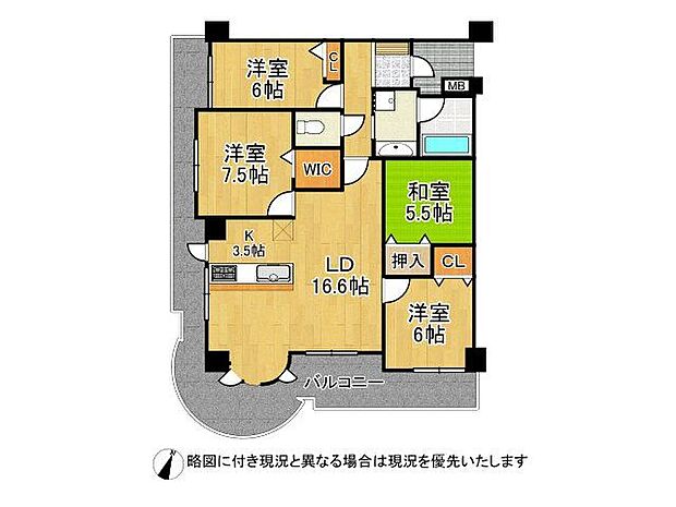 セレッソコート甲子園口　中古マンション(4LDK) 5階の間取り図