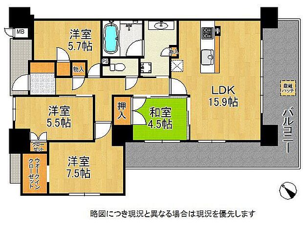 ブランズさくら夙川(4LDK) 10階の間取り図