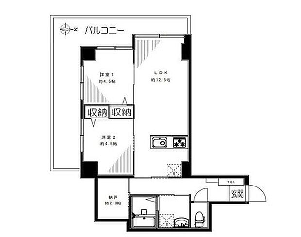 中野スカイマンション(2SLDK) 4階/406の間取り図