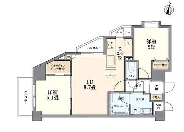 フローレンスパレス笹塚(2LDK) 4階/401の間取り図