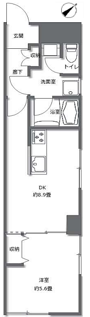 キャッスルマンション西新宿(1DK) 4階/4階の間取り図