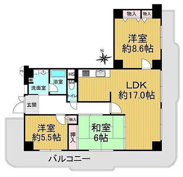 シャルム京橋(3LDK) 9階の間取り図